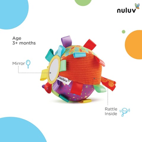 Nuluv Learning & Activity Play Ball - Soft Plush Infant & Preschool Toy, Multicolour Baby Ball with Rattle Sound