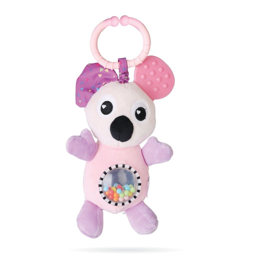Nuluv Infant Koala Jittery Teether Rattle Plush Toy, Hanging Rattle, Stroller Toy with Tactile Material for Baby 3 Months+,Multicolor