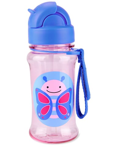 Skip Hop Toddler Sippy Cup with Straw, Zoo Straw Bottle with Tritan Renew, 12 oz. Butterfly