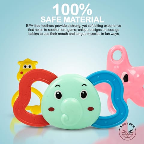 Baybee 7 Pcs Baby Rattles Toys Set for Babies, Non-Toxic Rattle Teether Set with Smooth Edges | Newborn Baby Gift Products | Baby Rattles Set for Newborn Infant Babies 3-12 Months Boy Girl (7 Pcs)