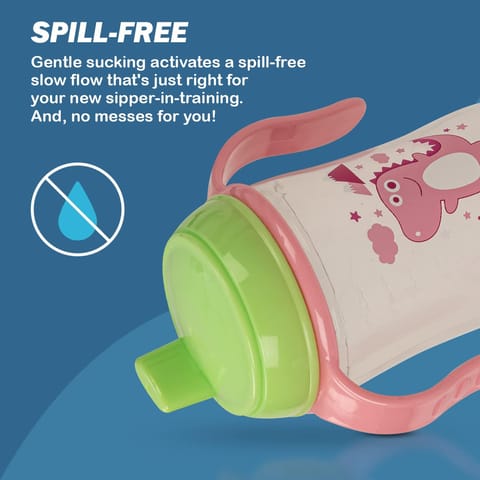 BAYBEE 300ML Baby Sipper Cup for Kids –BPA-Free, Leakproof, Spill-Proof Feeding Bottle with Soft Silicone Handle|Toddler Sippy Cup, Training Bottle for Babies, Infants, Boys & Girls (Pink,6M–3Y)