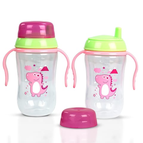 BAYBEE 300ML Baby Sipper Cup for Kids –BPA-Free, Leakproof, Spill-Proof Feeding Bottle with Soft Silicone Handle|Toddler Sippy Cup, Training Bottle for Babies, Infants, Boys & Girls (Pink,6M–3Y)