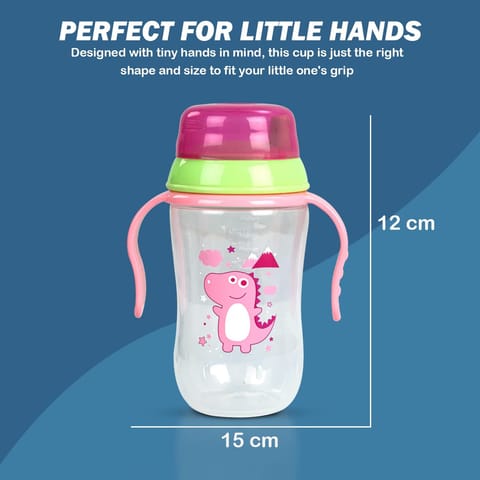 BAYBEE 300ML Baby Sipper Cup for Kids –BPA-Free, Leakproof, Spill-Proof Feeding Bottle with Soft Silicone Handle|Toddler Sippy Cup, Training Bottle for Babies, Infants, Boys & Girls (Pink,6M–3Y)