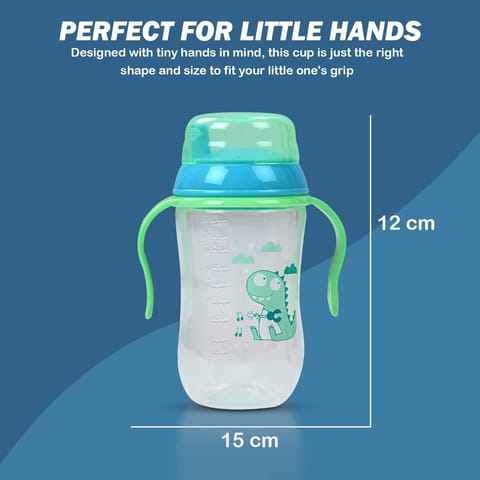 BAYBEE 300ML Baby Sipper Cup for Kids –BPA-Free, Leakproof, Spill-Proof Feeding Bottle with Soft Silicone Handle|Toddler Sippy Cup, Training Bottle for Babies, Infants, Boys & Girls (Green,6M–3Y)