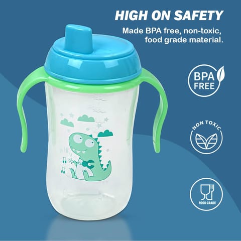 BAYBEE 300ML Baby Sipper Cup for Kids –BPA-Free, Leakproof, Spill-Proof Feeding Bottle with Soft Silicone Handle|Toddler Sippy Cup, Training Bottle for Babies, Infants, Boys & Girls (Green,6M–3Y)