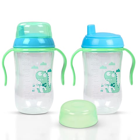BAYBEE 300ML Baby Sipper Cup for Kids –BPA-Free, Leakproof, Spill-Proof Feeding Bottle with Soft Silicone Handle|Toddler Sippy Cup, Training Bottle for Babies, Infants, Boys & Girls (Green,6M–3Y)