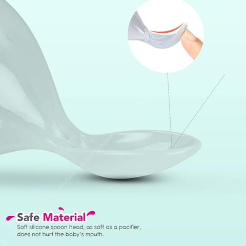 Baybee Silicone Food Feeder, Anti-Colic & BPA Free Squeeze Feeder Bottle with Spoon for Semi-Solid Food for Infants | Baby Squeeze Food Feeder for Baby 3+ Months (Blue)