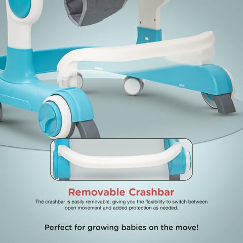 Baybee 2 in 1 Baby Walker for Kids with Adjustable Height & Wheel Lock | Activity Push Walker for Baby with Musical Toy Bar & Stopper | Kids Walker Baby 6-18 Months Boy Girl (Blue)