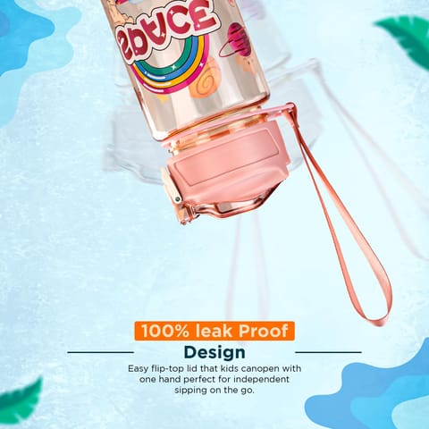 BAYBEE Galaxy Kids Water Bottle 800ml | Leak-Proof Baby Sipper Bottle with Flip Lock Lid & Silicone Straw | BPA-Free School Water Bottle for Boys & Girls, Drinking Training Sipper Bottle Kids (Pink)