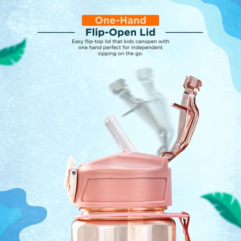 BAYBEE Galaxy Kids Water Bottle 800ml | Leak-Proof Baby Sipper Bottle with Flip Lock Lid & Silicone Straw | BPA-Free School Water Bottle for Boys & Girls, Drinking Training Sipper Bottle Kids (Pink)