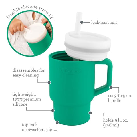 Infantino My 1st Tumbler – Adorable Miniature Tumbler with Leak-Resistant Straw and Toddler-Friendly Handle, Encourages Hydration, Easy to Clean, (266 ml), Alpine