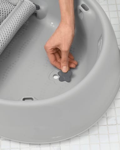 Skip Hop Bath Tub - Moby Smart Sling 3-Stage Tub, PVC-Free, Phthalate-Free, Non Slip Bath Tub for New Born with Drain Plug (Birth to 11Kg, Grey Color), 1 Count (Pack of 1) (235060)