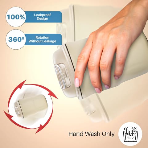 BAYBEE Sippy Cup with Lid & Straw for Kids | Spill Proof Stainless Steel Sipper Tumbler with Anti-Slip Silicone Grip � 420ml Insulated Coffee Mug | BPA-Free Hot & Cold Drinking Sippy Cup (White)