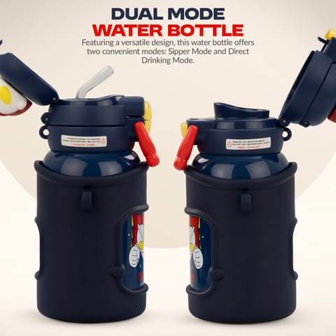 Baybee 2 in 1 Ultraman Baby Sipper Water Bottle with Straw for Kids | BPA- Free 500ml Stainless Steel Sipper Water Bottle with Carry Pouch & Adjustable Strap | Leak Proof Drinking Sippy Bottle for Babies & Toddlers (Blue)