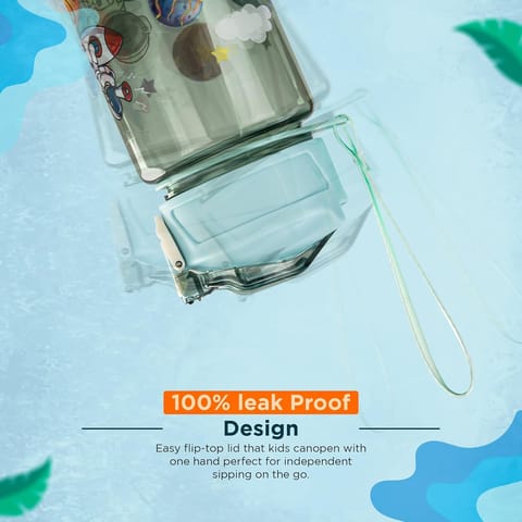 BAYBEE Galaxy Kids Water Bottle 800ml | Leak-Proof Baby Sipper Bottle with Flip Lock Lid & Silicone Straw | BPA-Free School Water Bottle for Boys & Girls, Drinking Training Sipper Bottle Kids (Green)