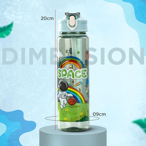 BAYBEE Galaxy Kids Water Bottle 800ml | Leak-Proof Baby Sipper Bottle with Flip Lock Lid & Silicone Straw | BPA-Free School Water Bottle for Boys & Girls, Drinking Training Sipper Bottle Kids (Green)