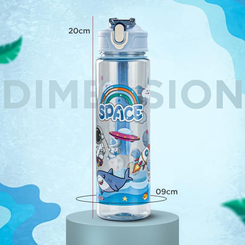 BAYBEE Galaxy Kids Water Bottle 800ml | Leak-Proof Baby Sipper Bottle with Flip Lock Lid & Silicone Straw | BPA-Free School Water Bottle for Boys & Girls, Drinking Training Sipper Bottle Kids (Blue)