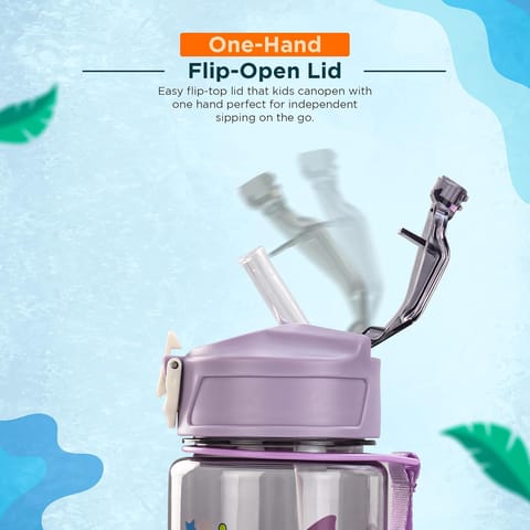 Baybee Galaxy Kids Water Bottle 800ml | Leak-Proof Baby Sipper Bottle with Flip Lock Lid & Silicone Straw | BPA-Free School Water Bottle for Boys & Girls, Drinking Training Sipper Bottle Kids (Purple)
