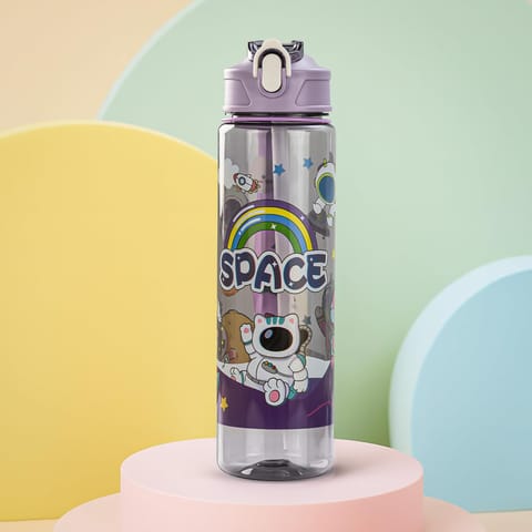 Baybee Galaxy Kids Water Bottle 800ml | Leak-Proof Baby Sipper Bottle with Flip Lock Lid & Silicone Straw | BPA-Free School Water Bottle for Boys & Girls, Drinking Training Sipper Bottle Kids (Purple)