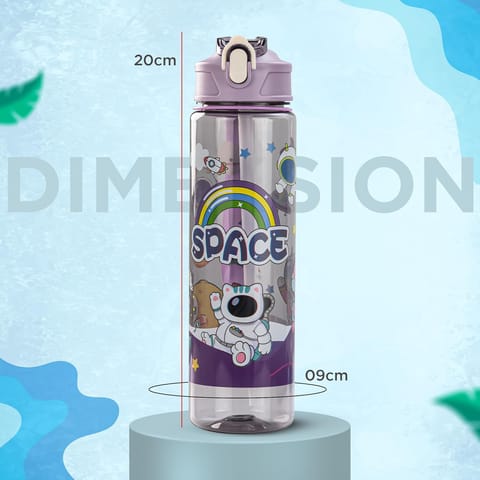 Baybee Galaxy Kids Water Bottle 800ml | Leak-Proof Baby Sipper Bottle with Flip Lock Lid & Silicone Straw | BPA-Free School Water Bottle for Boys & Girls, Drinking Training Sipper Bottle Kids (Purple)