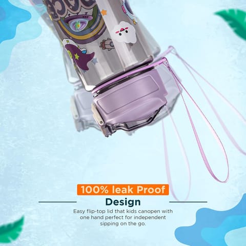 Baybee Galaxy Kids Water Bottle 800ml | Leak-Proof Baby Sipper Bottle with Flip Lock Lid & Silicone Straw | BPA-Free School Water Bottle for Boys & Girls, Drinking Training Sipper Bottle Kids (Purple)