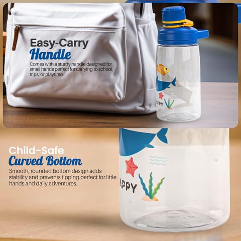 BAYBEE Joy Baby Sipper Water Bottle for Kids | Spill-Proof & BPA Free Safe Sippy Water Bottle 480ml for Kids 6+ Months | Drinking Training Sipper Bottle for School Kids & Toddlers, Boys Girls (Blue)