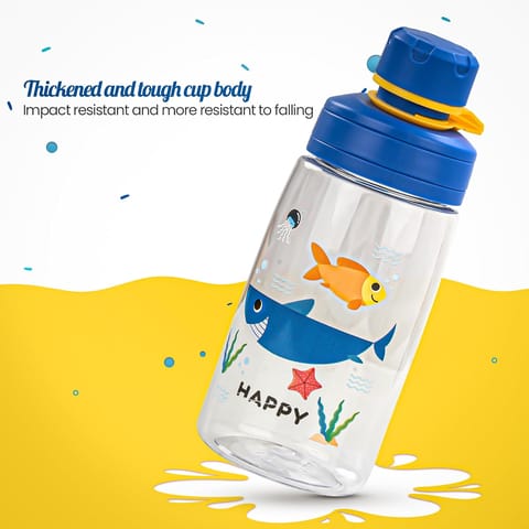 BAYBEE Joy Baby Sipper Water Bottle for Kids | Spill-Proof & BPA Free Safe Sippy Water Bottle 480ml for Kids 6+ Months | Drinking Training Sipper Bottle for School Kids & Toddlers, Boys Girls (Blue)