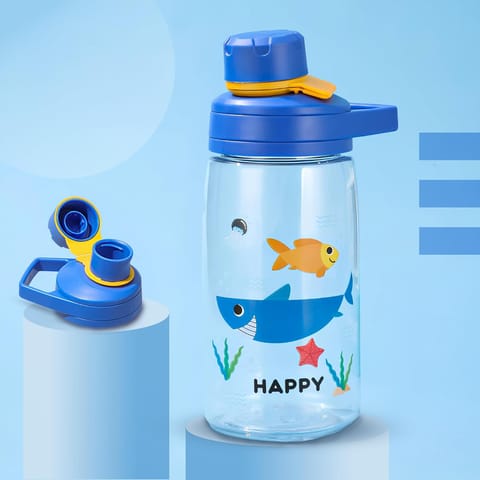 BAYBEE Joy Baby Sipper Water Bottle for Kids | Spill-Proof & BPA Free Safe Sippy Water Bottle 480ml for Kids 6+ Months | Drinking Training Sipper Bottle for School Kids & Toddlers, Boys Girls (Blue)