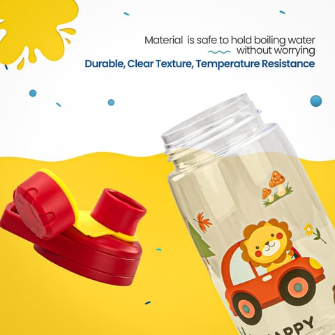 BAYBEE Joy Baby Sipper Water Bottle for Kids | Spill-Proof & BPA Free Safe Sippy Water Bottle 480ml for Kids 6+ Months | Drinking Training Sipper Bottle for School Kids & Toddlers, Boys Girls (Red)