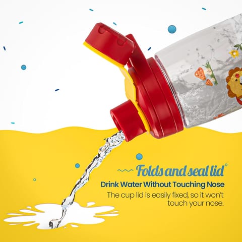 BAYBEE Joy Baby Sipper Water Bottle for Kids | Spill-Proof & BPA Free Safe Sippy Water Bottle 480ml for Kids 6+ Months | Drinking Training Sipper Bottle for School Kids & Toddlers, Boys Girls (Red)