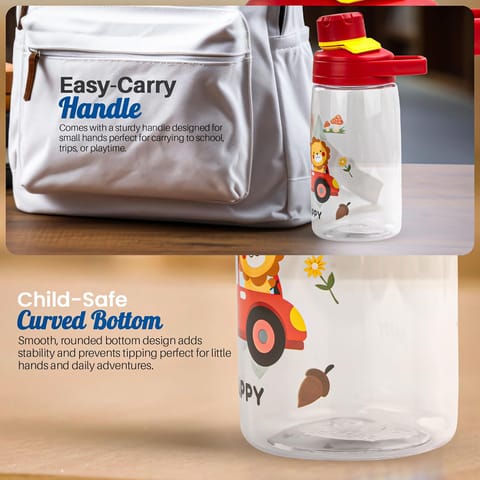 BAYBEE Joy Baby Sipper Water Bottle for Kids | Spill-Proof & BPA Free Safe Sippy Water Bottle 480ml for Kids 6+ Months | Drinking Training Sipper Bottle for School Kids & Toddlers, Boys Girls (Red)