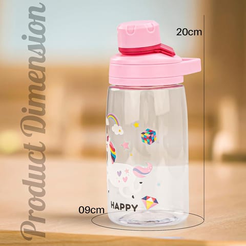 BAYBEE Joy Baby Sipper Water Bottle for Kids | Spill-Proof & BPA Free Safe Sippy Water Bottle 480ml for Kids 6+ Months | Drinking Training Sipper Bottle for School Kids & Toddlers, Boys Girls (Pink)