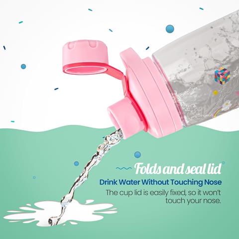 BAYBEE Joy Baby Sipper Water Bottle for Kids | Spill-Proof & BPA Free Safe Sippy Water Bottle 480ml for Kids 6+ Months | Drinking Training Sipper Bottle for School Kids & Toddlers, Boys Girls (Pink)