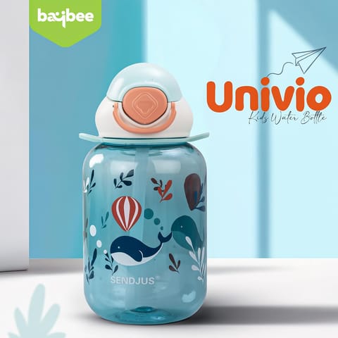 Baybee Univio Baby Sipper Bottle for Kids | Drinking Water Bottle for School Kids with Soft Silicone Straw & Adjustable Strap | Leak Proof BPA-Free 750ml Sippy Water Bottle for Kids,Boys Girls (Green)
