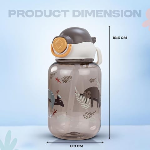 Baybee Univio Baby Sipper Bottle for Kids | Drinking Water Bottle for School Kids with Soft Silicone Straw & Adjustable Strap | Leak Proof BPA-Free 750ml Sippy Water Bottle for Kids,Boys Girls (Brown)