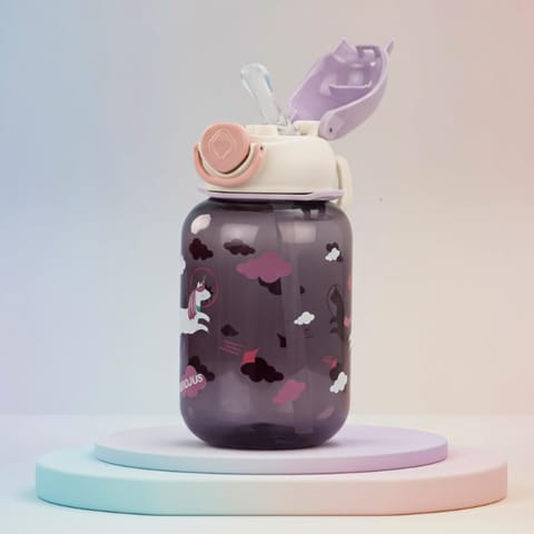 Baybee Univio Baby Sipper Bottle for Kids | Drinking Water Bottle for School Kids with Soft Silicone Straw & Adjustable Strap | Leak Proof BPA-Free 750ml Sippy Water Bottle for Kids,Boys Girls(Purple)