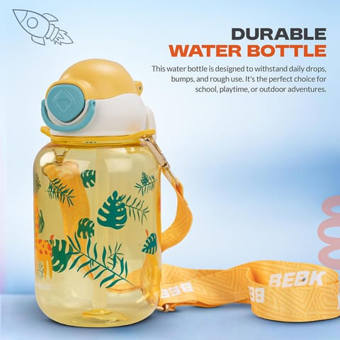 Baybee Univio Baby Sipper Bottle for Kids | Drinking Water Bottle for School Kids with Soft Silicone Straw & Adjustable Strap | Leak Proof BPA-Free 750ml Sippy Water Bottle for Kids,Boys Girls(Yellow)
