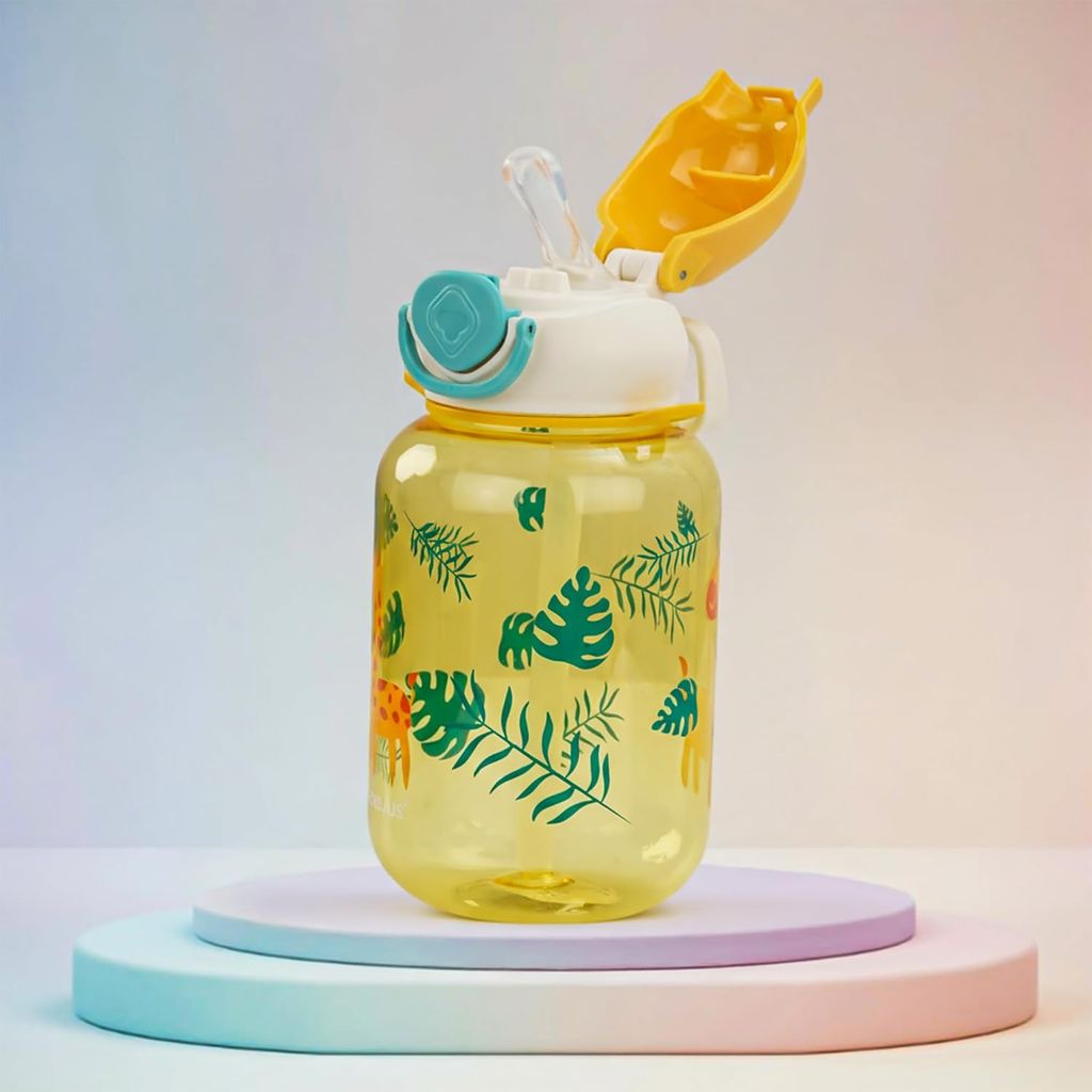 Baybee Univio Baby Sipper Bottle for Kids | Drinking Water Bottle for School Kids with Soft Silicone Straw & Adjustable Strap | Leak Proof BPA-Free 750ml Sippy Water Bottle for Kids,Boys Girls(Yellow)