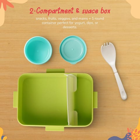 BAYBEE Astrobit Kids Lunch Box 600ml with Spoon | Cute Panda Design Leak-Proof Tiffin Box with 2 Compartments & Sauce Container | BPA-Free Durable Lunchbox for School, Travel, Snacks & Meals (Pink)