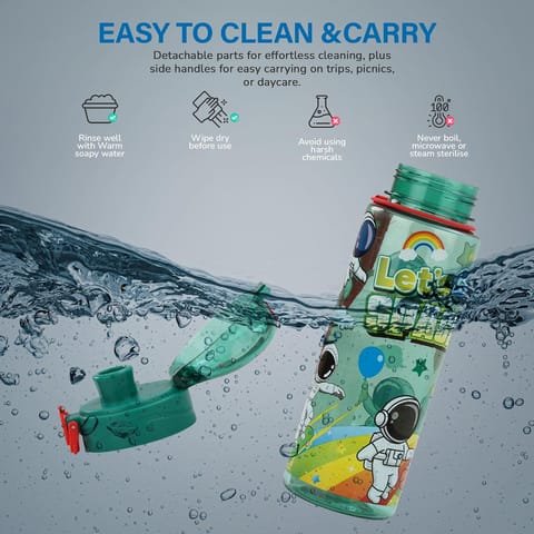 BAYBEE Space 700ml Sipper Bottle for Kids, Anti-Spill Sippy Water Bottle- BPA Free |Sippy Cup, Baby Bottle Sippers | Sipper Water Bottle for Kids Infants & Toddlers 6 Months to 9 Years (Green)