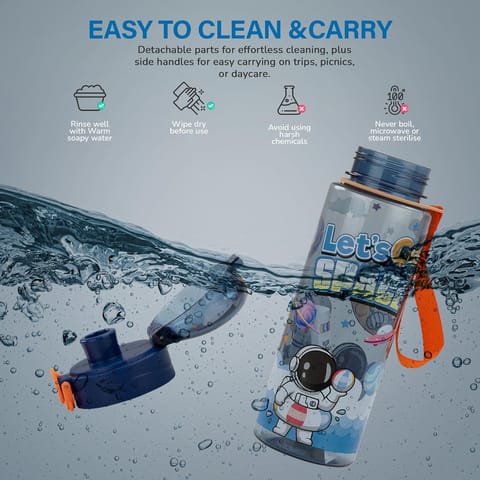BAYBEE Space 700ml Sipper Bottle for Kids, Anti-Spill Sippy Water Bottle- BPA Free |Sippy Cup, Baby Bottle Sippers | Sipper Water Bottle for Kids Infants & Toddlers 6 Months to 9 Years (Blue)