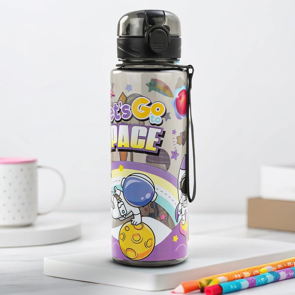 BAYBEE Space 700ml Sipper Bottle for Kids, Anti-Spill Sippy Water Bottle- BPA Free |Sippy Cup, Baby Bottle Sippers | Sipper Water Bottle for Kids Infants & Toddlers 6 Months to 9 Years (Black)