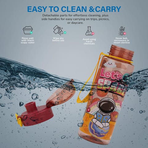 BAYBEE Space 700ml Sipper Bottle for Kids, Anti-Spill Sippy Water Bottle- BPA Free |Sippy Cup, Baby Bottle Sippers | Sipper Water Bottle for Kids Infants & Toddlers 6 Months to 9 Years (Orange)