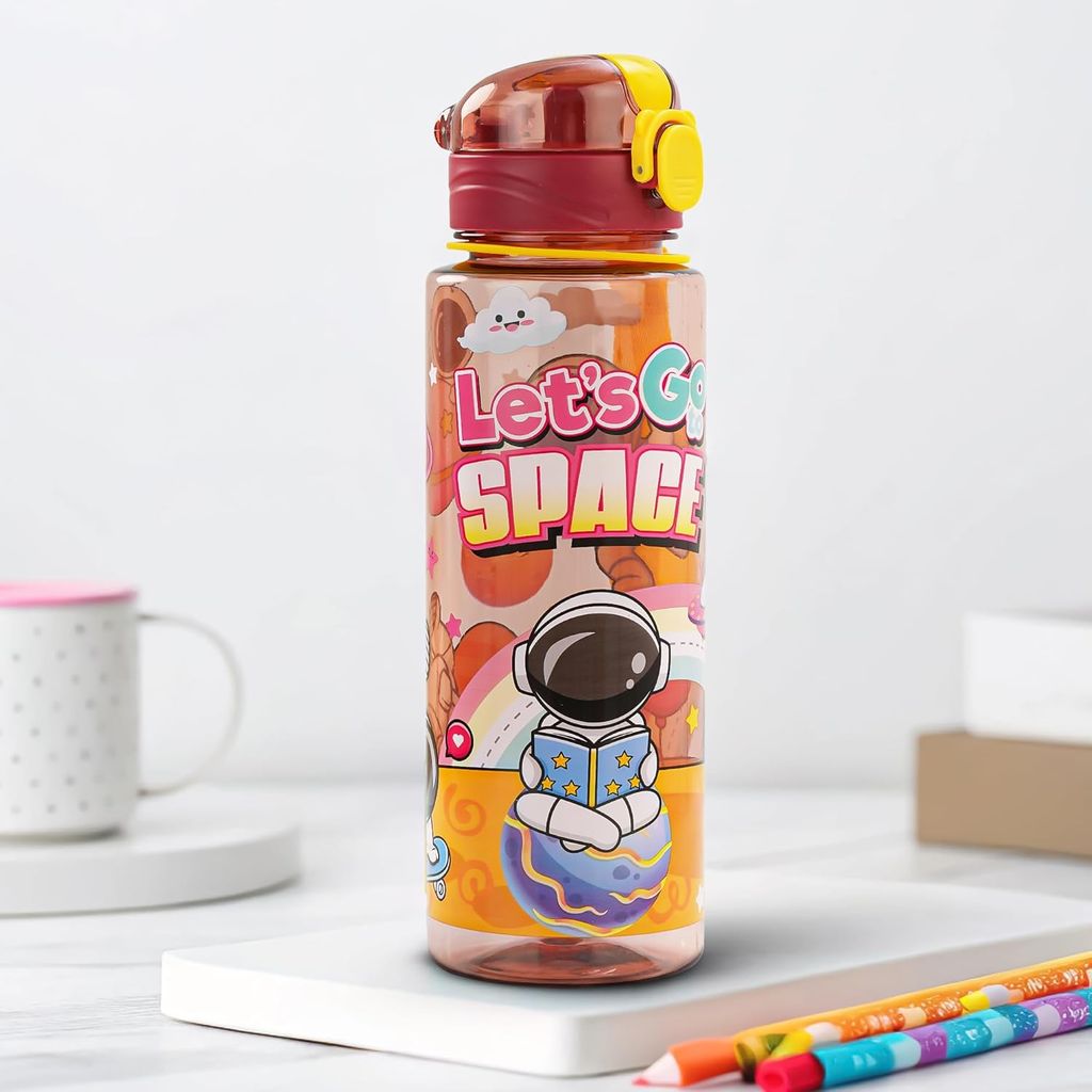 BAYBEE Space 700ml Sipper Bottle for Kids, Anti-Spill Sippy Water Bottle- BPA Free |Sippy Cup, Baby Bottle Sippers | Sipper Water Bottle for Kids Infants & Toddlers 6 Months to 9 Years (Orange)