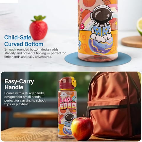 BAYBEE Space 700ml Sipper Bottle for Kids, Anti-Spill Sippy Water Bottle- BPA Free |Sippy Cup, Baby Bottle Sippers | Sipper Water Bottle for Kids Infants & Toddlers 6 Months to 9 Years (Orange)