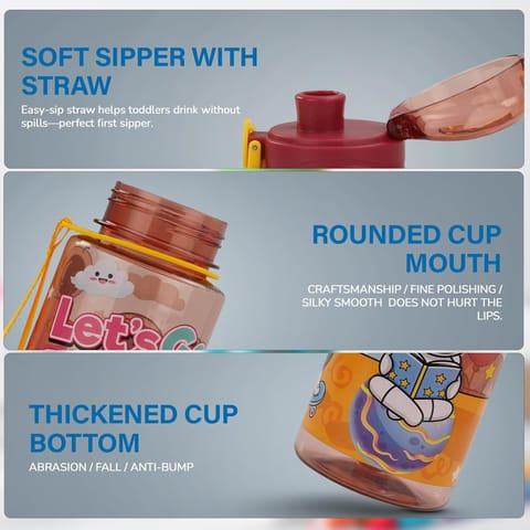 BAYBEE Space 700ml Sipper Bottle for Kids, Anti-Spill Sippy Water Bottle- BPA Free |Sippy Cup, Baby Bottle Sippers | Sipper Water Bottle for Kids Infants & Toddlers 6 Months to 9 Years (Orange)