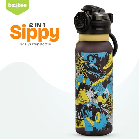 Baybee 2 in 1 Baby Sipper Bottle for Kids, Anti-Spill Sippy Water Bottle- BPA Free |Sippy Baby Bottle Sippers 900ml | Sipper Water Bottle for Kids, Babies Infants & Toddlers 6 Months to 9 Years(Black)