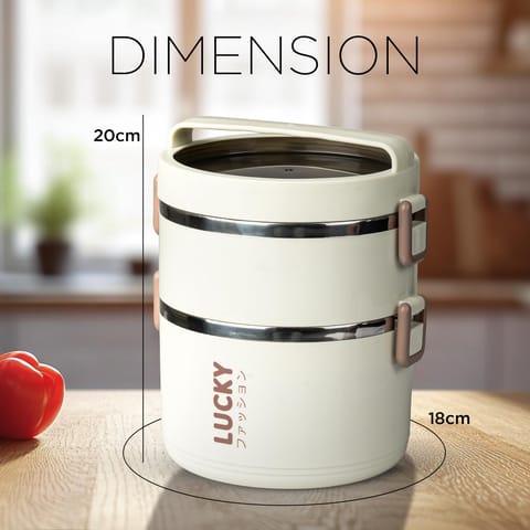 BAYBEE Lucky Lunch Box for Kids & Adults | Stainless Steel Lunch Box for Kids, Men & Women | Leak Proof Tiffin Box for School,College & Office | Hot Microwave Safe Food Container with 3 Boxes, 1700ml