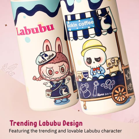 BAYBEE Stainless Steel Kids Sipper Water Bottle 420ml | Spill-Proof, BPA Free Insulated Sipper for Hot & Cold Drinks | One Hand Flip Lid, Non-Skid Base, Drinking Water Bottle for Boys Girls (Beige)