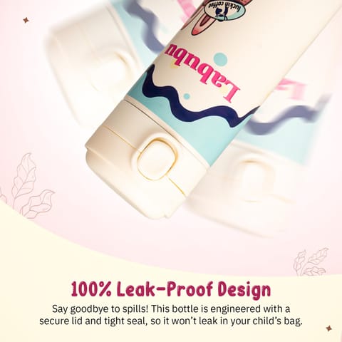 BAYBEE Stainless Steel Kids Sipper Water Bottle 420ml | Spill-Proof, BPA Free Insulated Sipper for Hot & Cold Drinks | One Hand Flip Lid, Non-Skid Base, Drinking Water Bottle for Boys Girls (Beige)